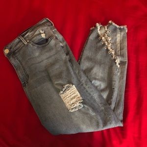 Forever 21+ Grunge Skinny Ankle Jeans